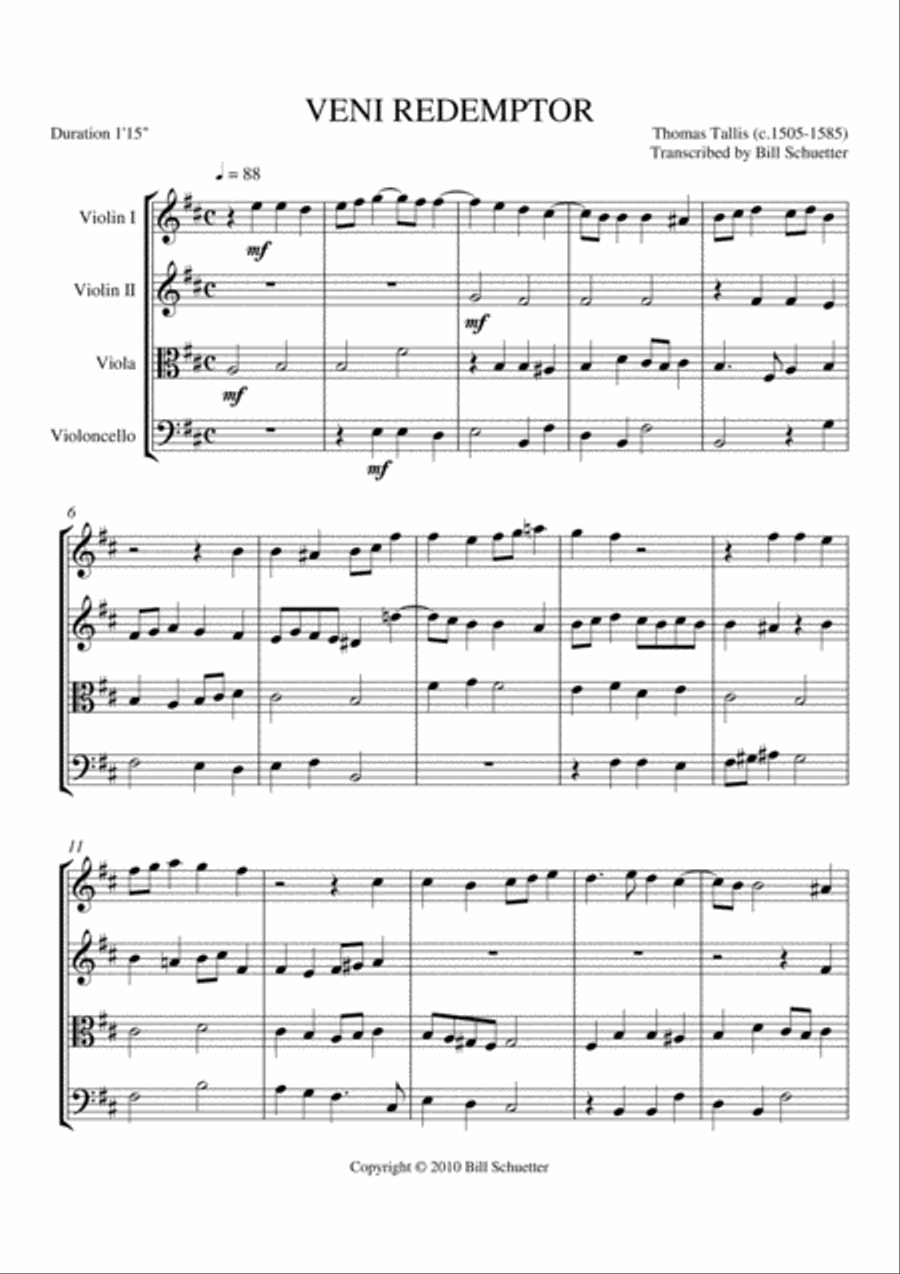Veni Redemptor String Quartet scores gallery preview page 2
