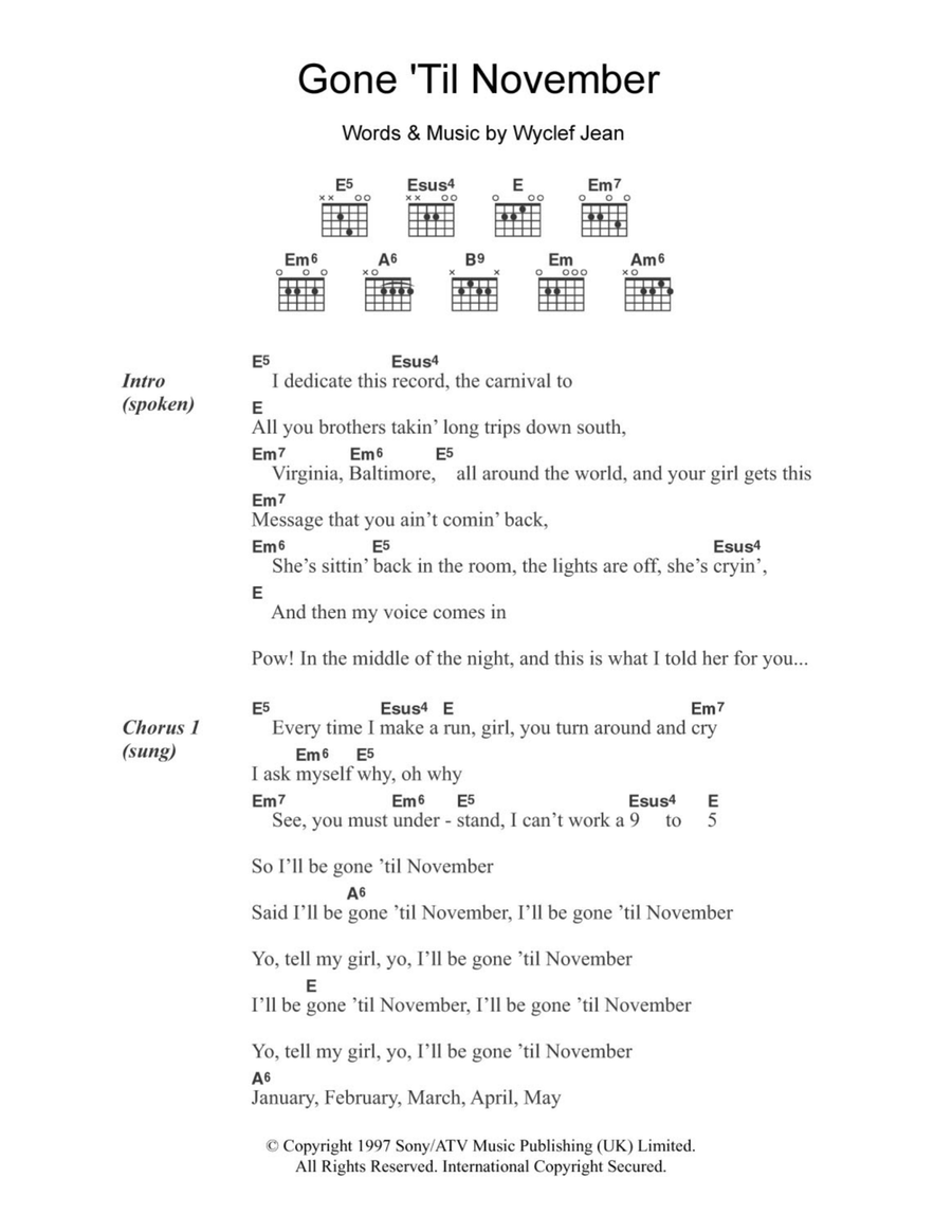 Gone 'Til November Gone 'Til November Acoustic Guitar scores gallery preview page 1
