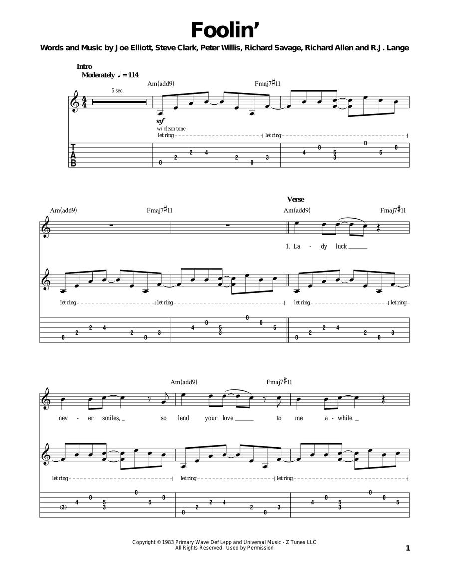 Foolin' Acoustic Guitar scores gallery preview page 1