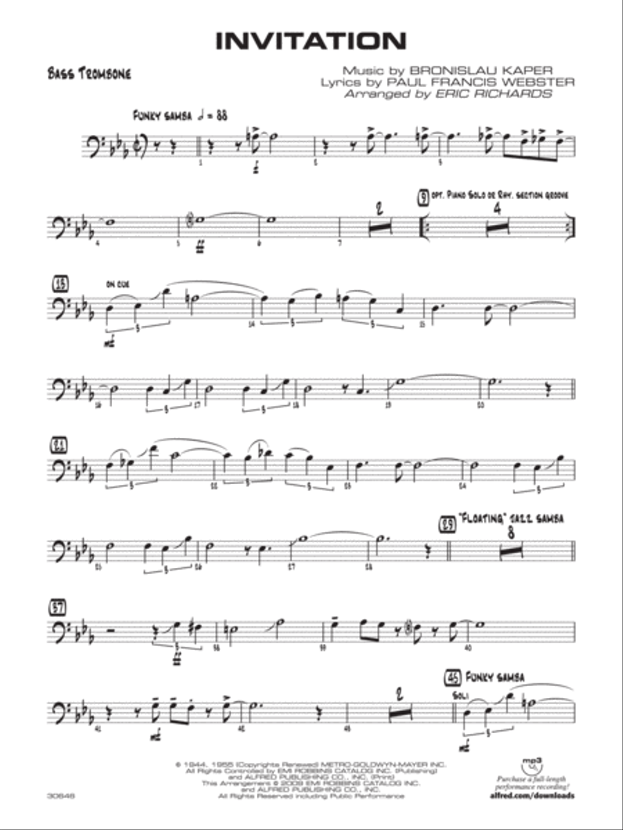 Invitation: Bass Trombone Jazz Ensemble scores gallery preview page 1