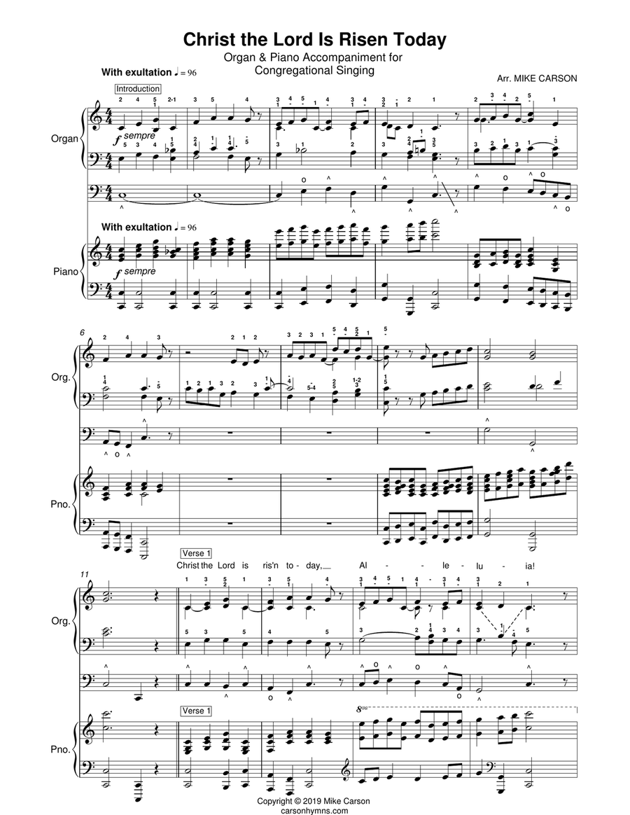 Christ the Lord Is Risen Today - Organ & Piano Acc. Small Ensemble scores gallery preview page 1