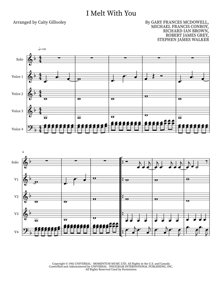 I Melt With You 4-Part scores gallery preview page 1