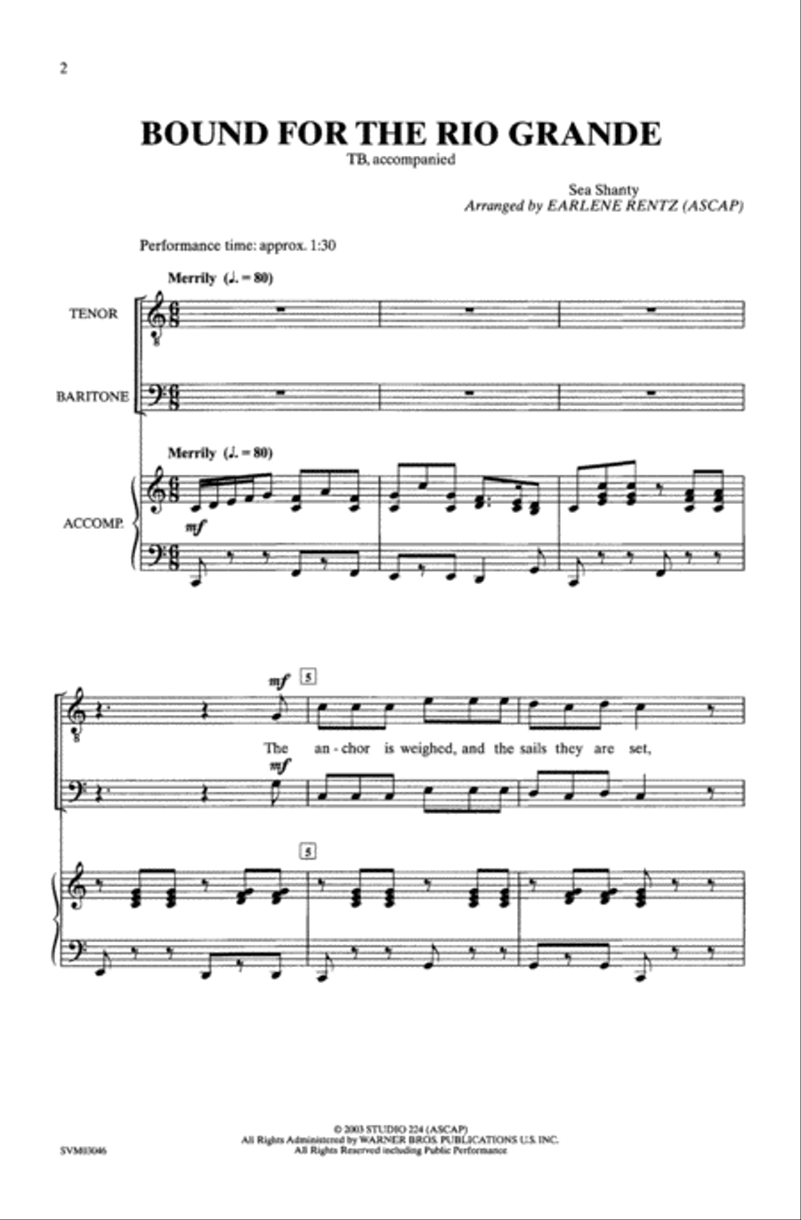 Bound for the Rio Grande Men's Choir scores gallery preview page 9