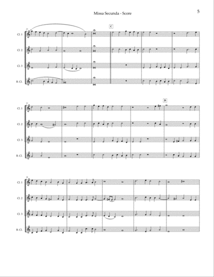 Missa Secunda Clarinet Quartet scores gallery preview page 6