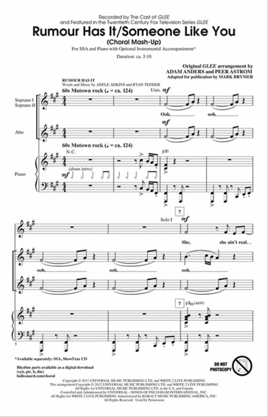 Rumour Has It/Someone Like You SSA scores gallery preview page 2
