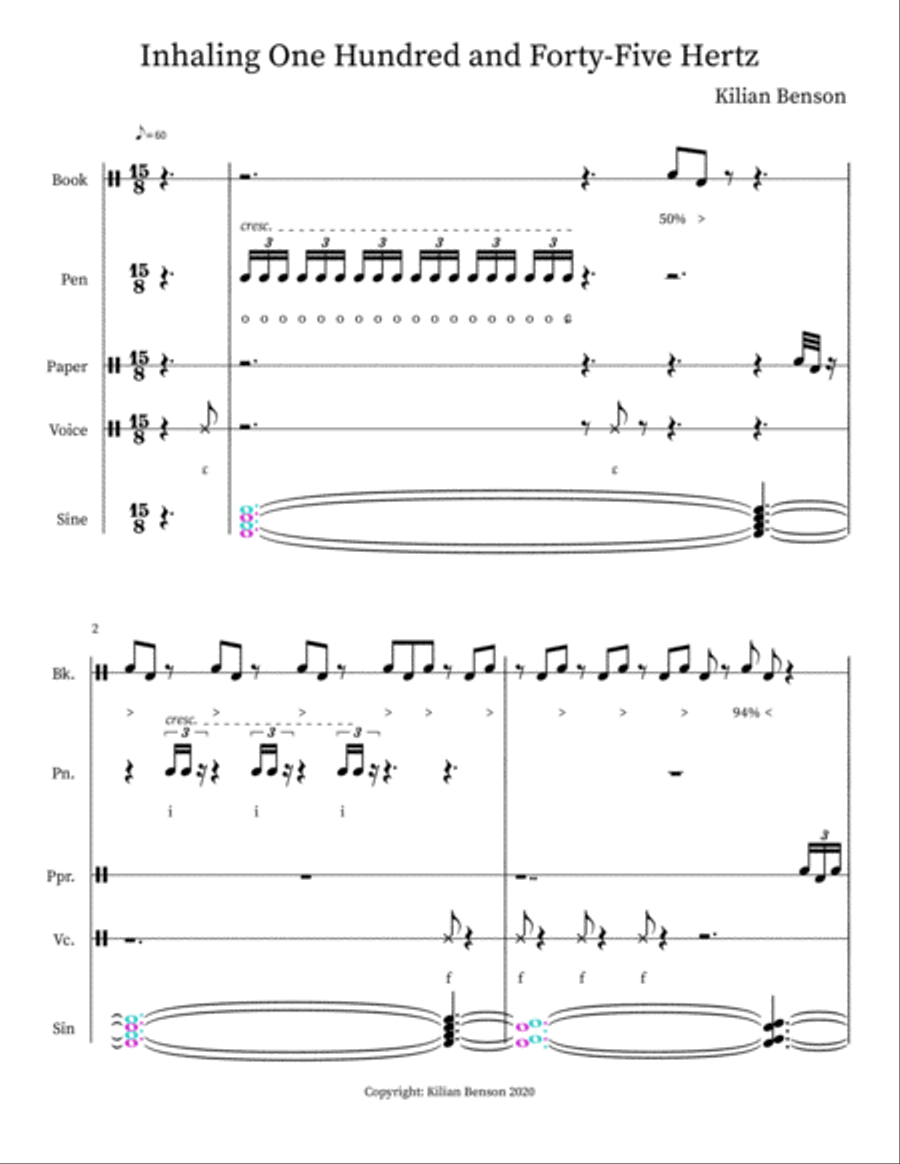 Inhaling One Hundred and Forty-Five Hertz Voice Solo scores gallery preview page 1
