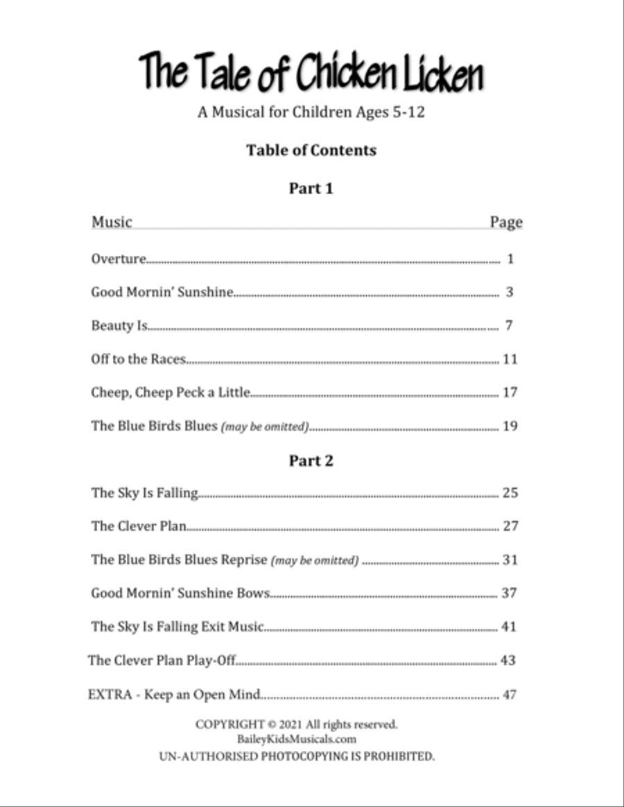 The Tale of Chicken Licken - Score Part 2 2021 Piano, Vocal, Guitar scores gallery preview page 2