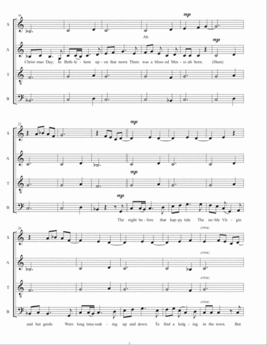 The Wexford Carol (SATB, a cappella) arranged by Sarah Jaysmith (Traditional Irish carol) 4-Part scores gallery preview page 2