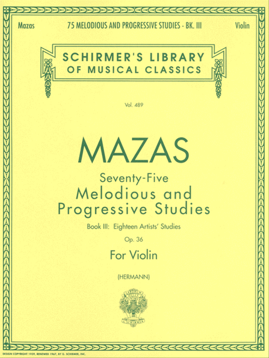 75 Melodious and Progressive Studies, Op. 36 – Book 3: Artist's Studies Violin - Sheet Music