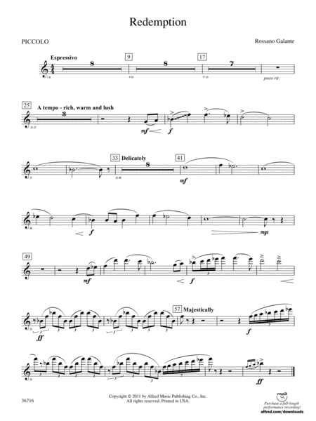 Redemption: Piccolo by Rossano Galante Concert Band - Digital Sheet Music