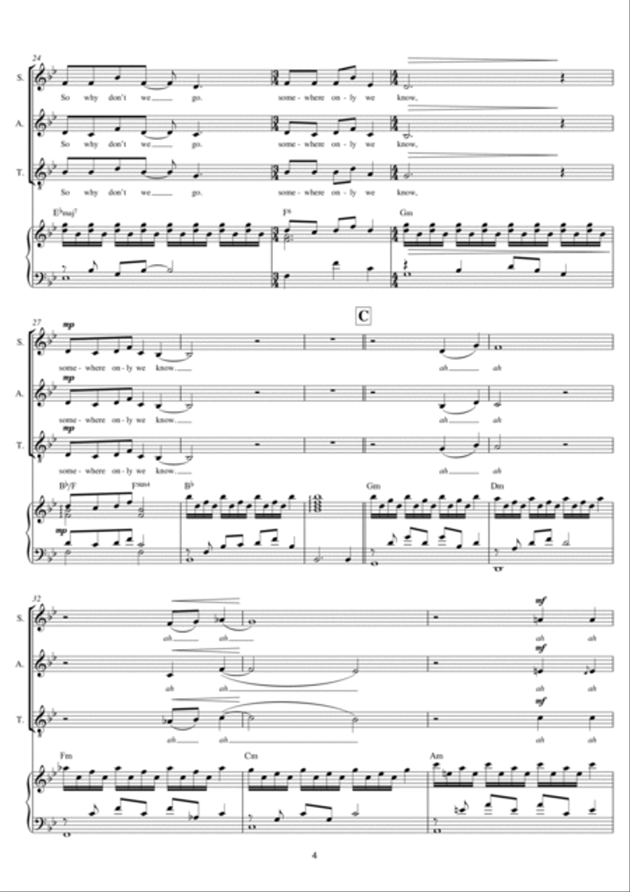 Somewhere Only We Know (arr. Mark De-Lisser) SAT scores gallery preview page 4