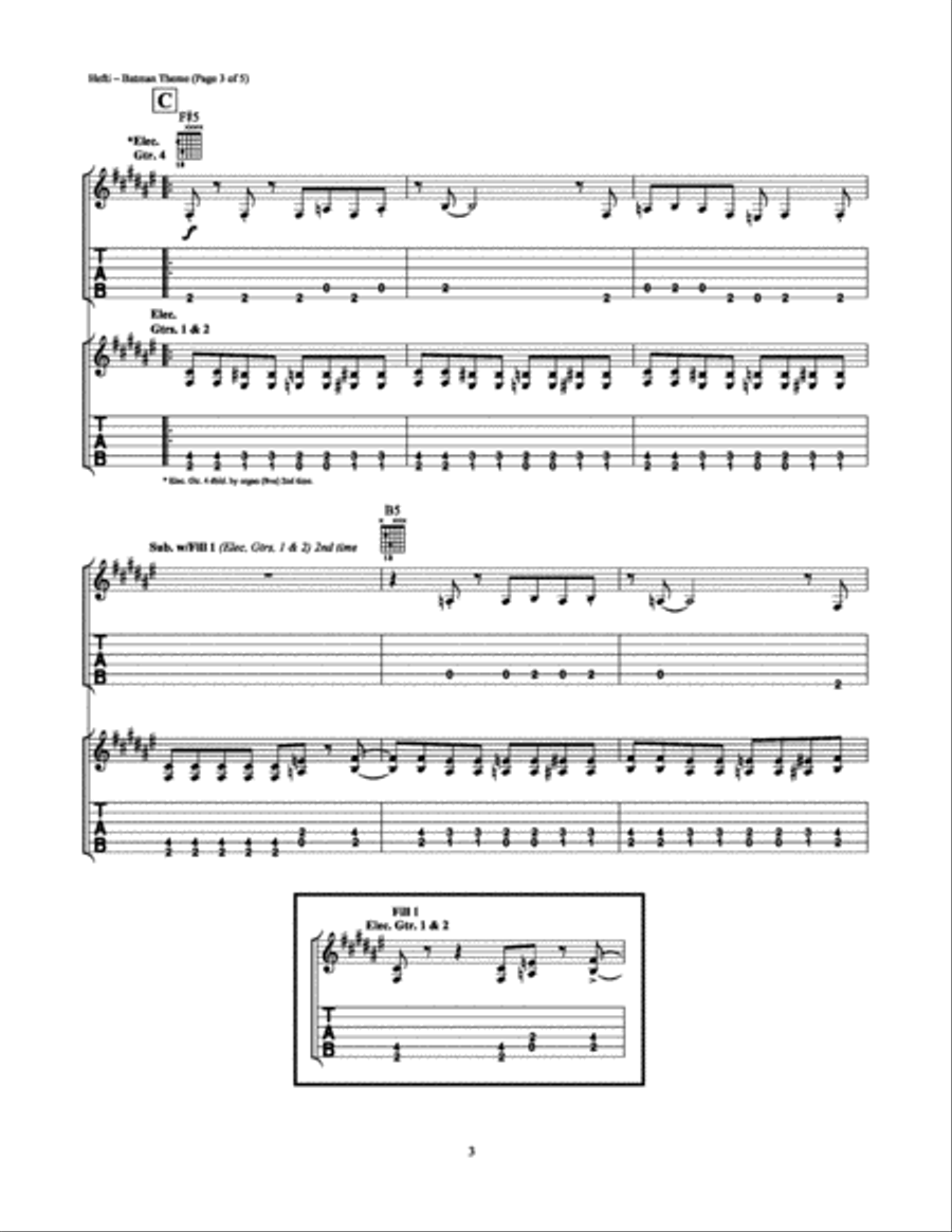 Batman Theme Batman Theme Guitar Tablature scores gallery preview page 3