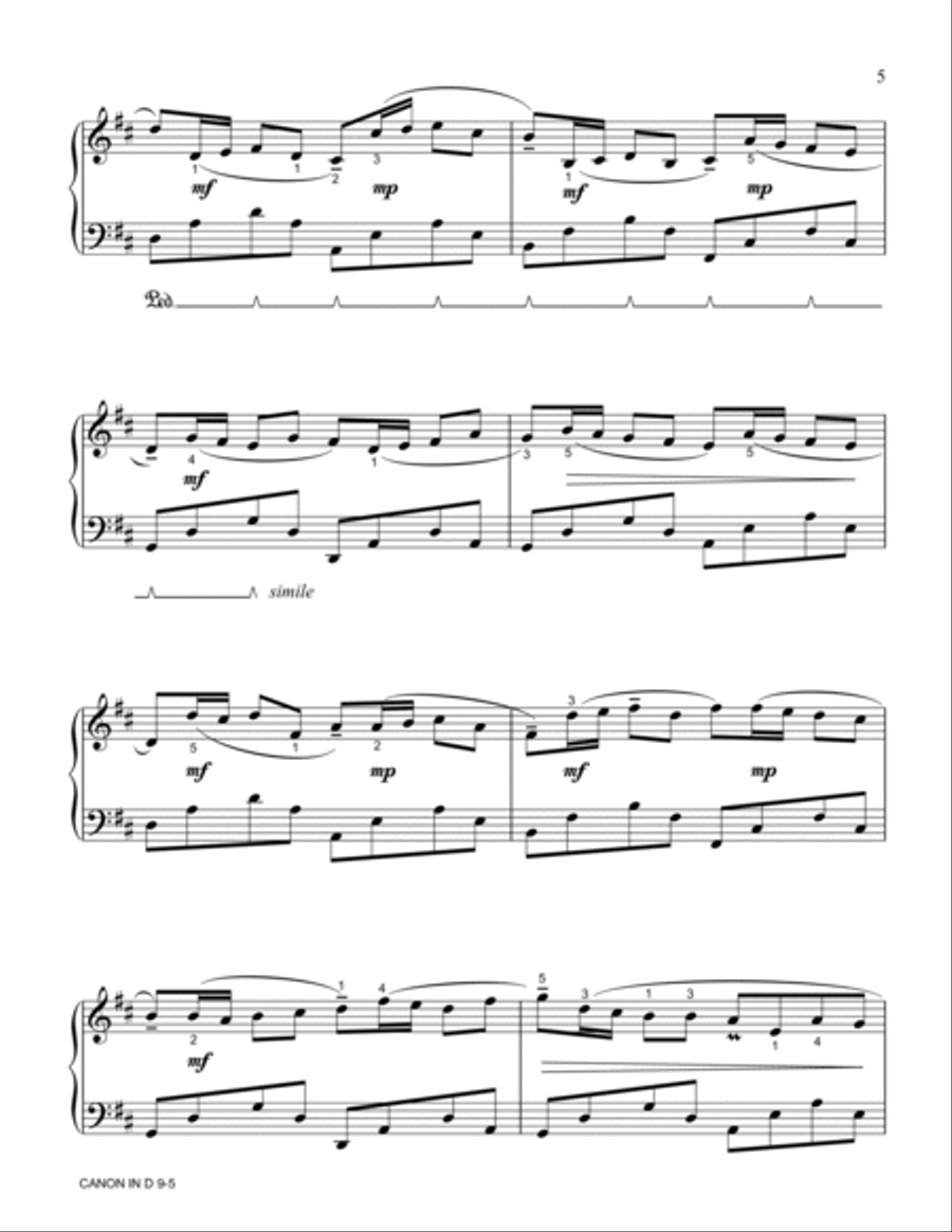 Canon In D (Arranged For Intermediate Piano) Piano Method scores gallery preview page 5