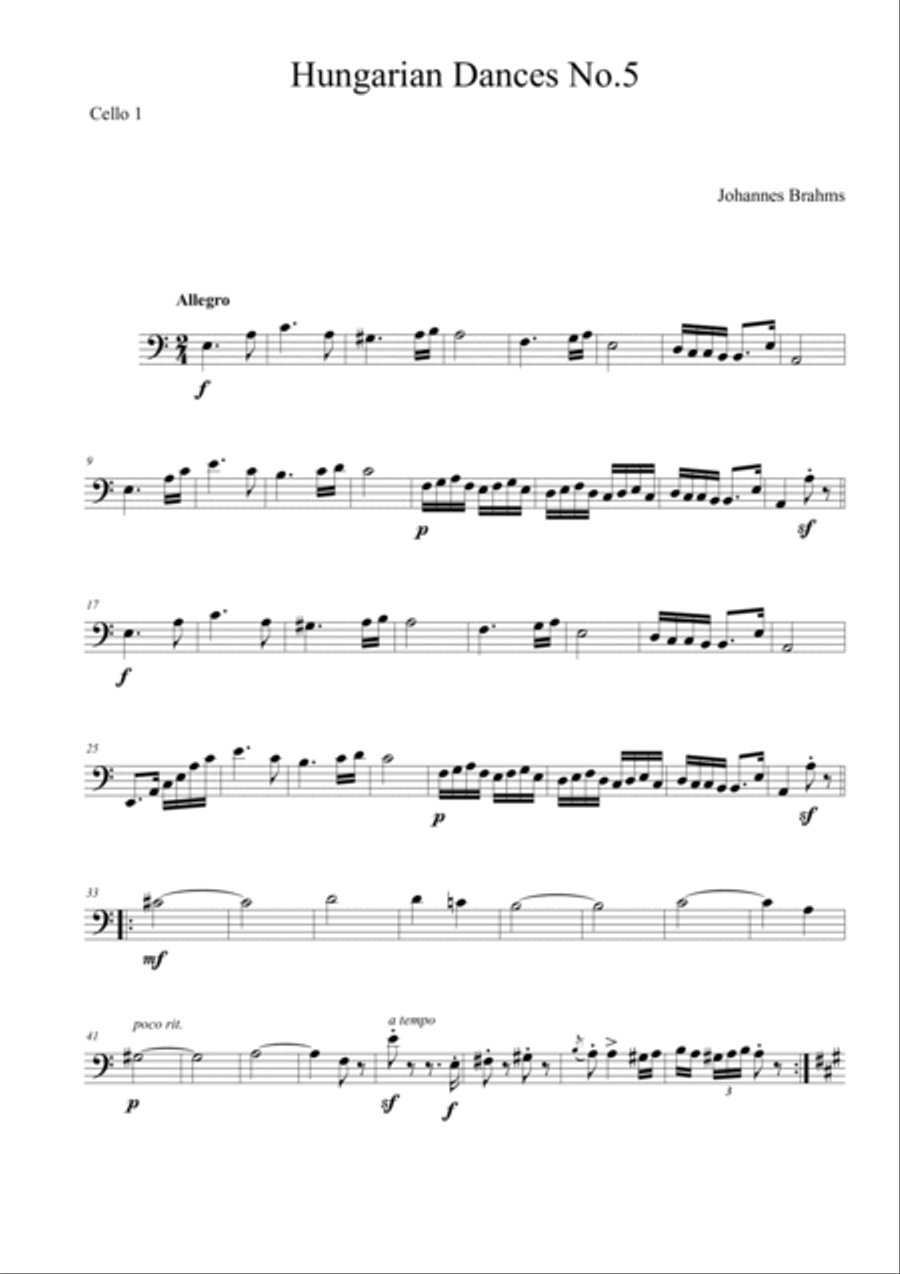 Hungarian Dances No.5 in A minor String Duet scores gallery preview page 4
