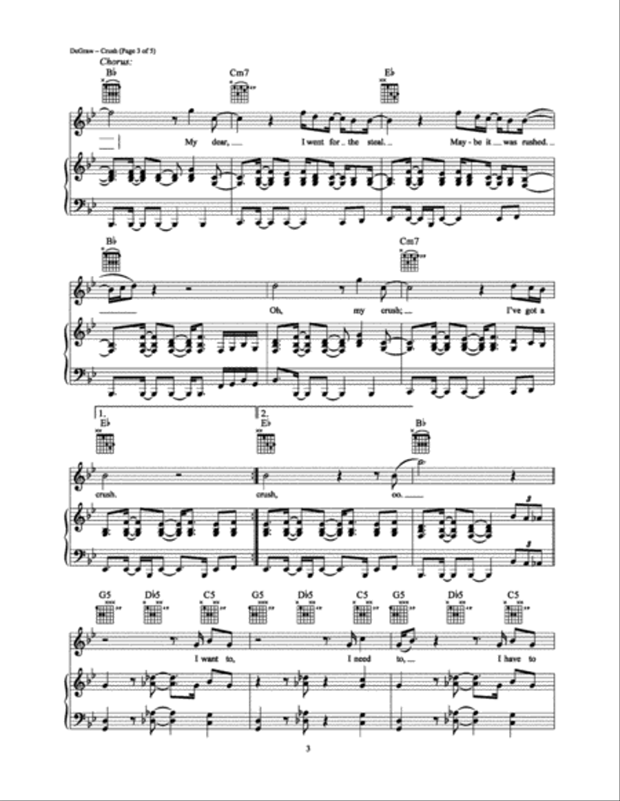 Crush Piano, Vocal, Guitar scores gallery preview page 3