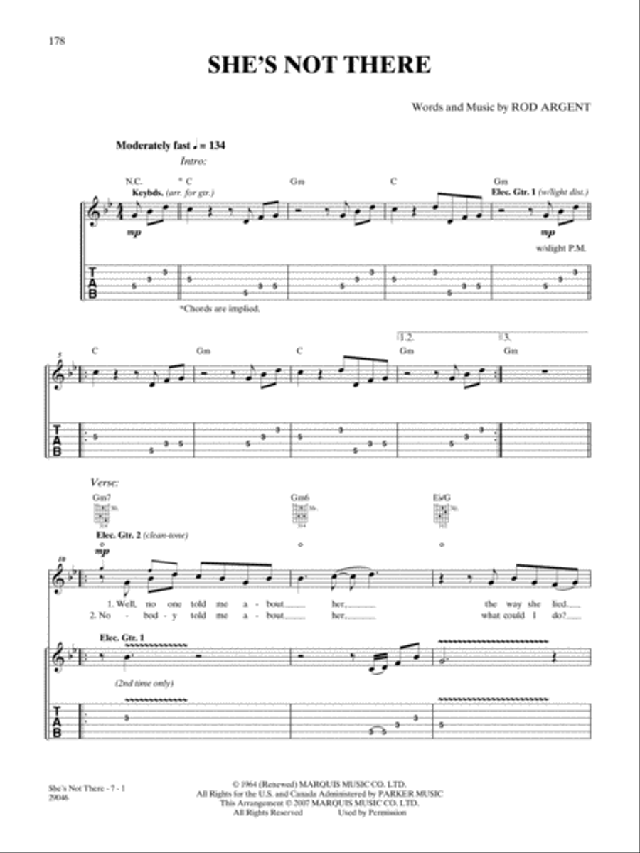 She's Not There Electric Guitar scores gallery preview page 1