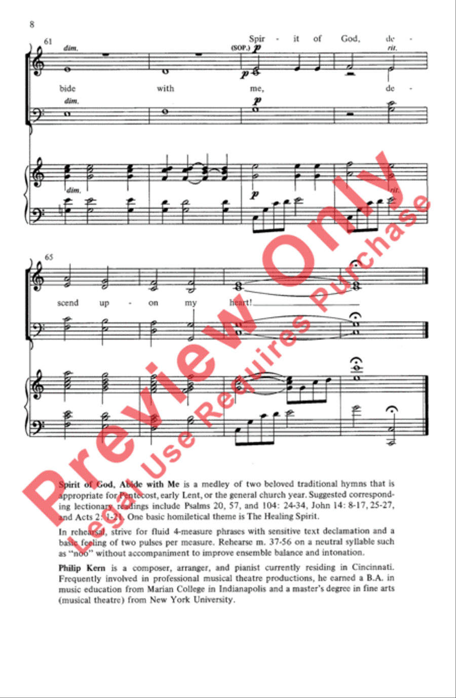 Spirit of God, Abide with Me 4-Part scores gallery preview page 8