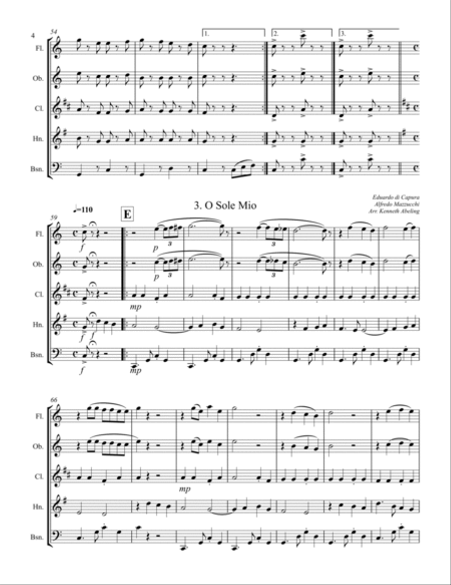 Italian Folksong Medley (for Woodwind Quintet) Woodwind Quintet scores gallery preview page 5