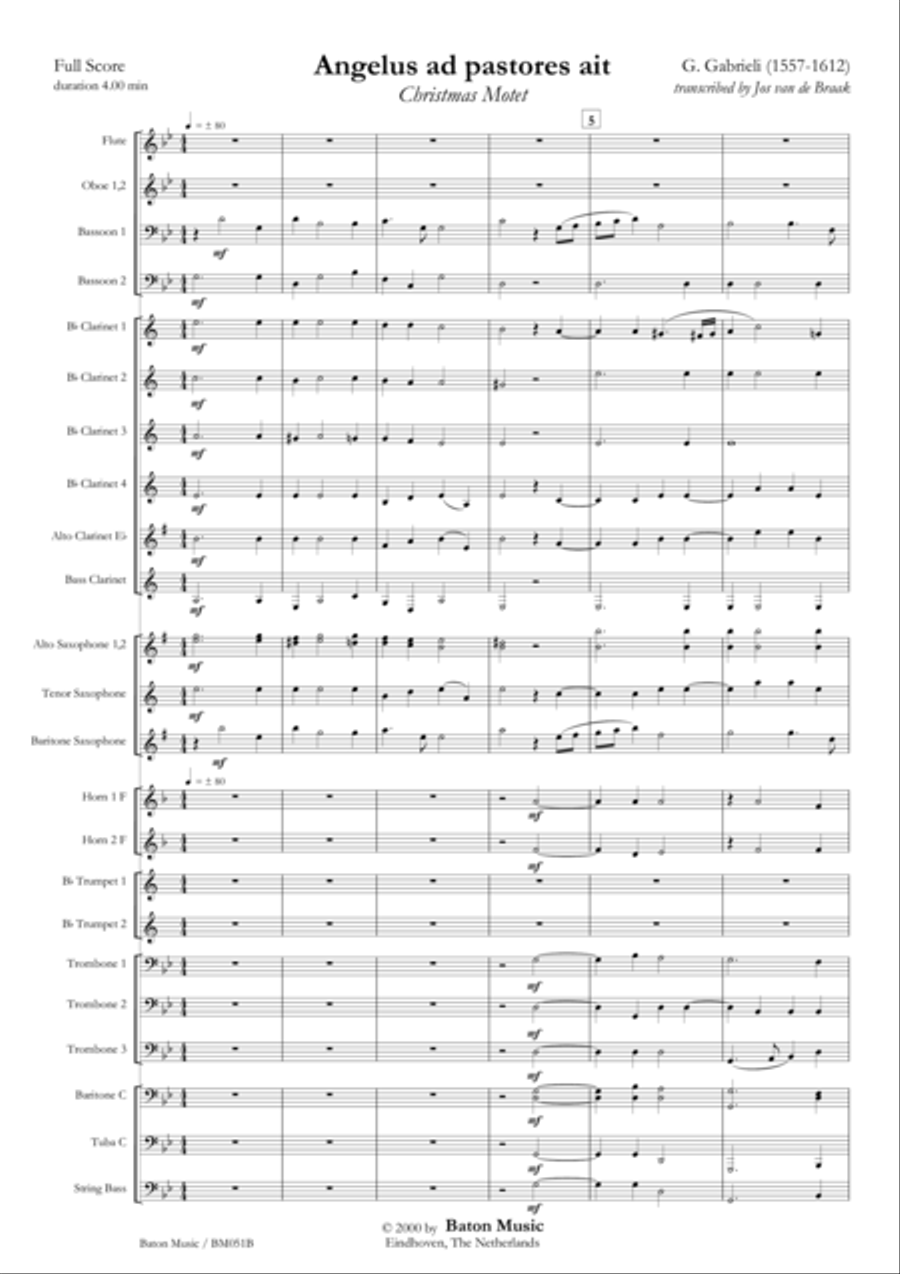 Angelus ad pastores ait Concert Band scores gallery preview page 2