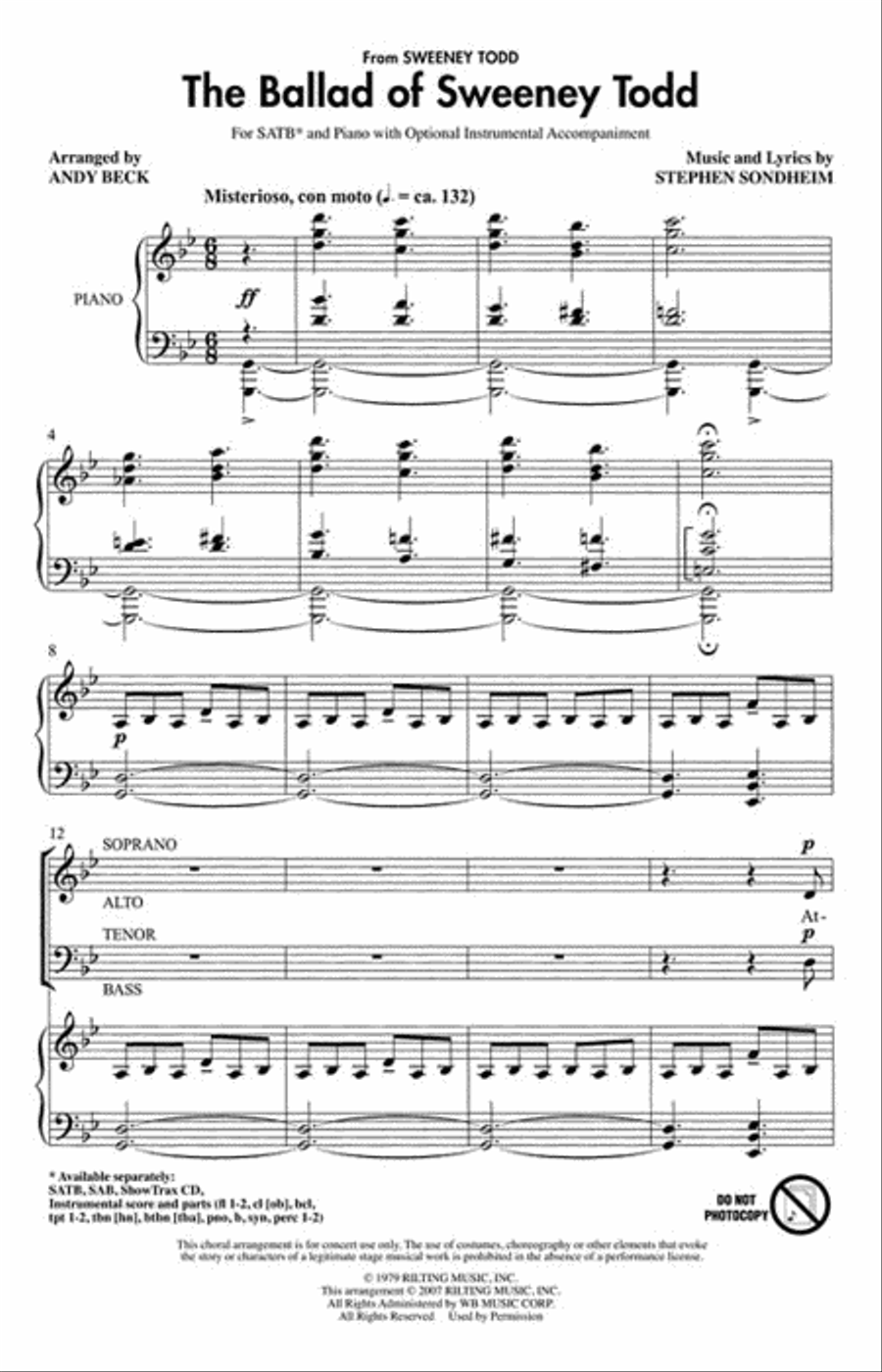 The Ballad of Sweeney Todd 4-Part scores gallery preview page 2