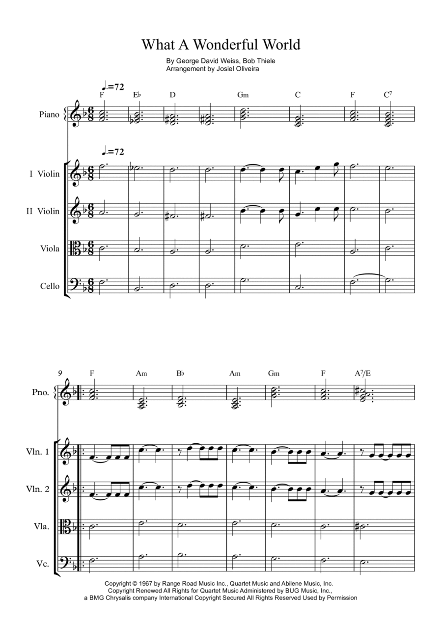 What A Wonderful World String Quartet scores gallery preview page 1