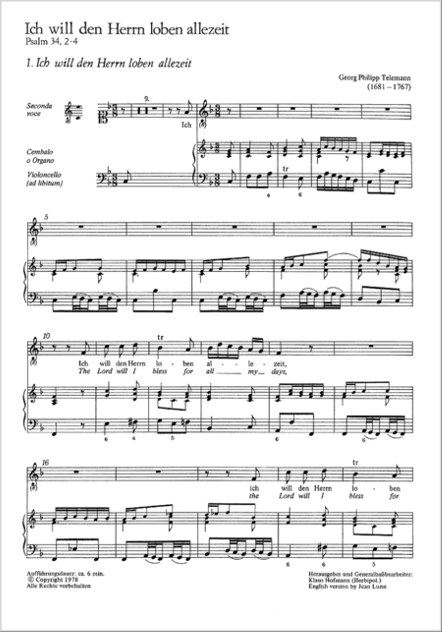 The Lord I bless for all my days (Ich will den Herren loben allezeit) High Voice scores gallery preview page 2