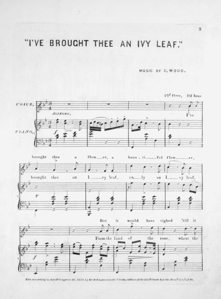 I've Brought Thee an Ivy Leaf. Song