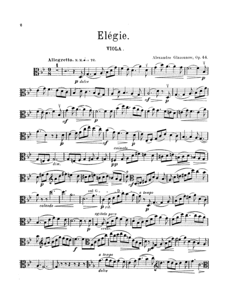 Glazunov: Elégie for Viola, Op. 44
