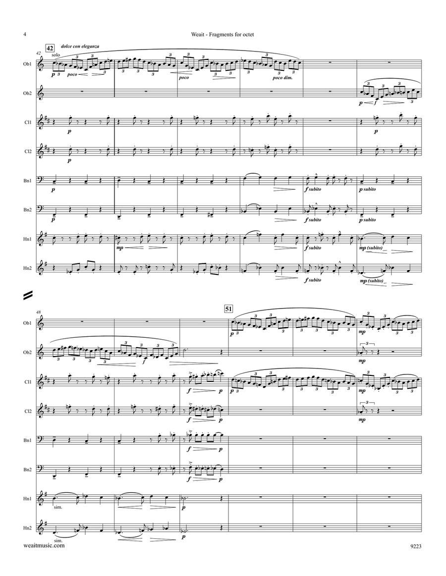 Fragments for wind octet (3’50) Large Ensemble scores gallery preview page 4
