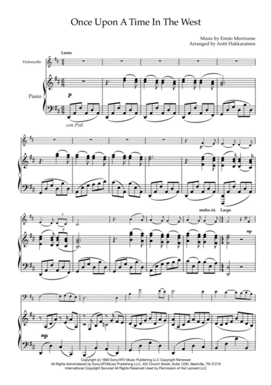 Once Upon A Time In The West from the Paramount Picture ONCE UPON A TIME IN THE WEST Piano scores gallery preview page 2