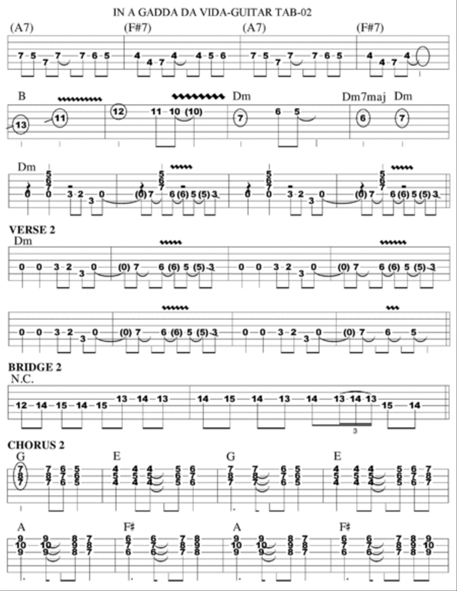 In-a-gadda-da-vida Guitar Tablature scores gallery preview page 2