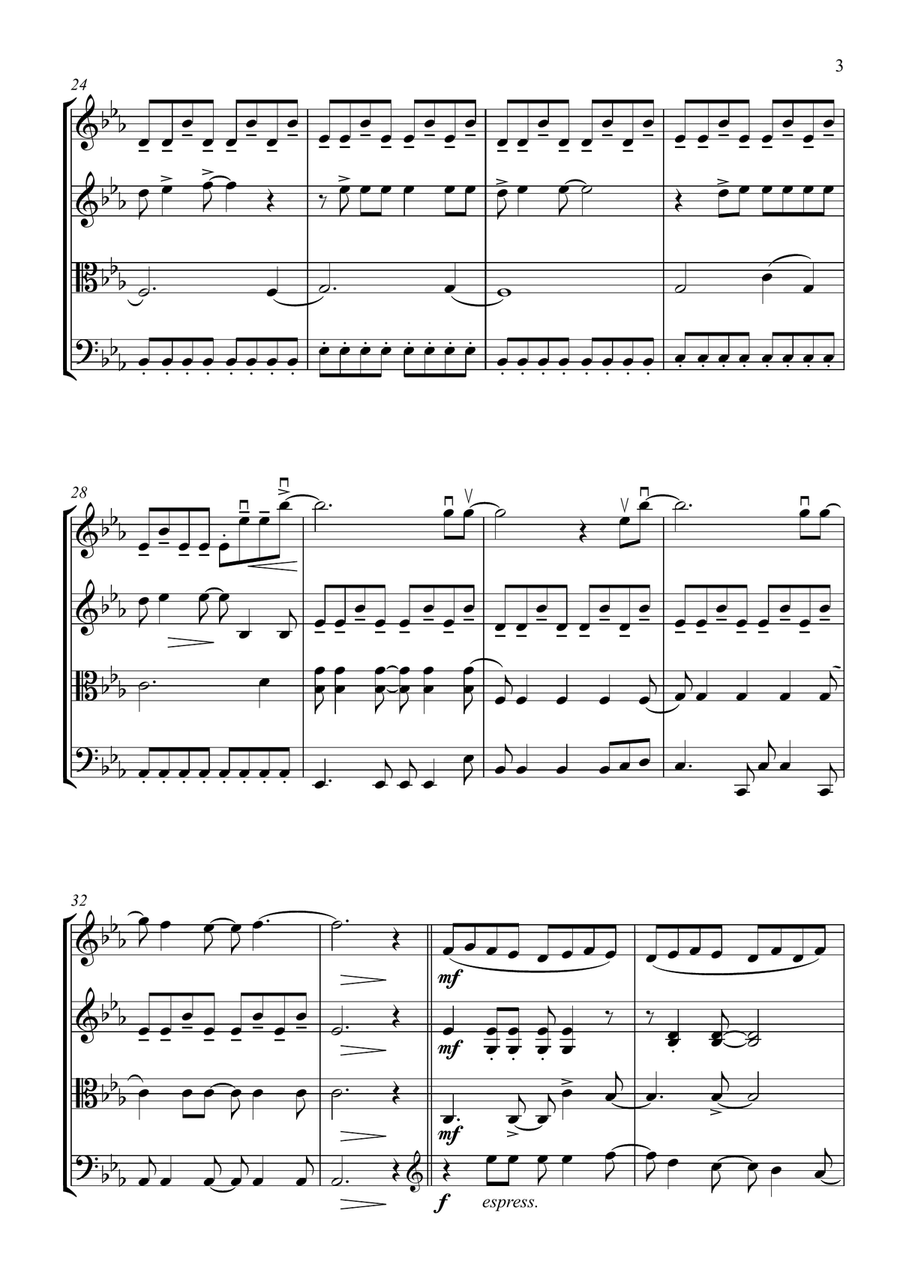 She Will Be Loved String Quartet scores gallery preview page 3