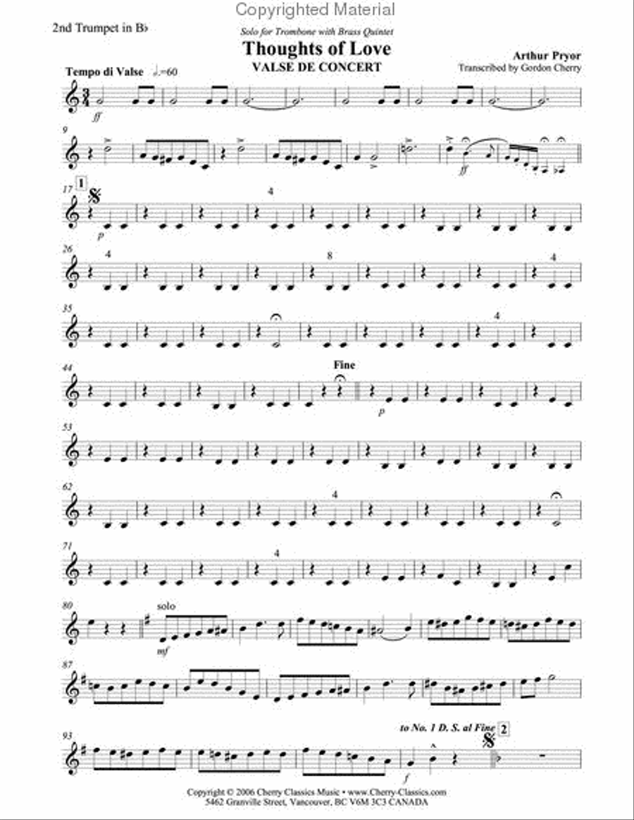 Thoughts of Love Brass Quintet scores gallery preview page 5