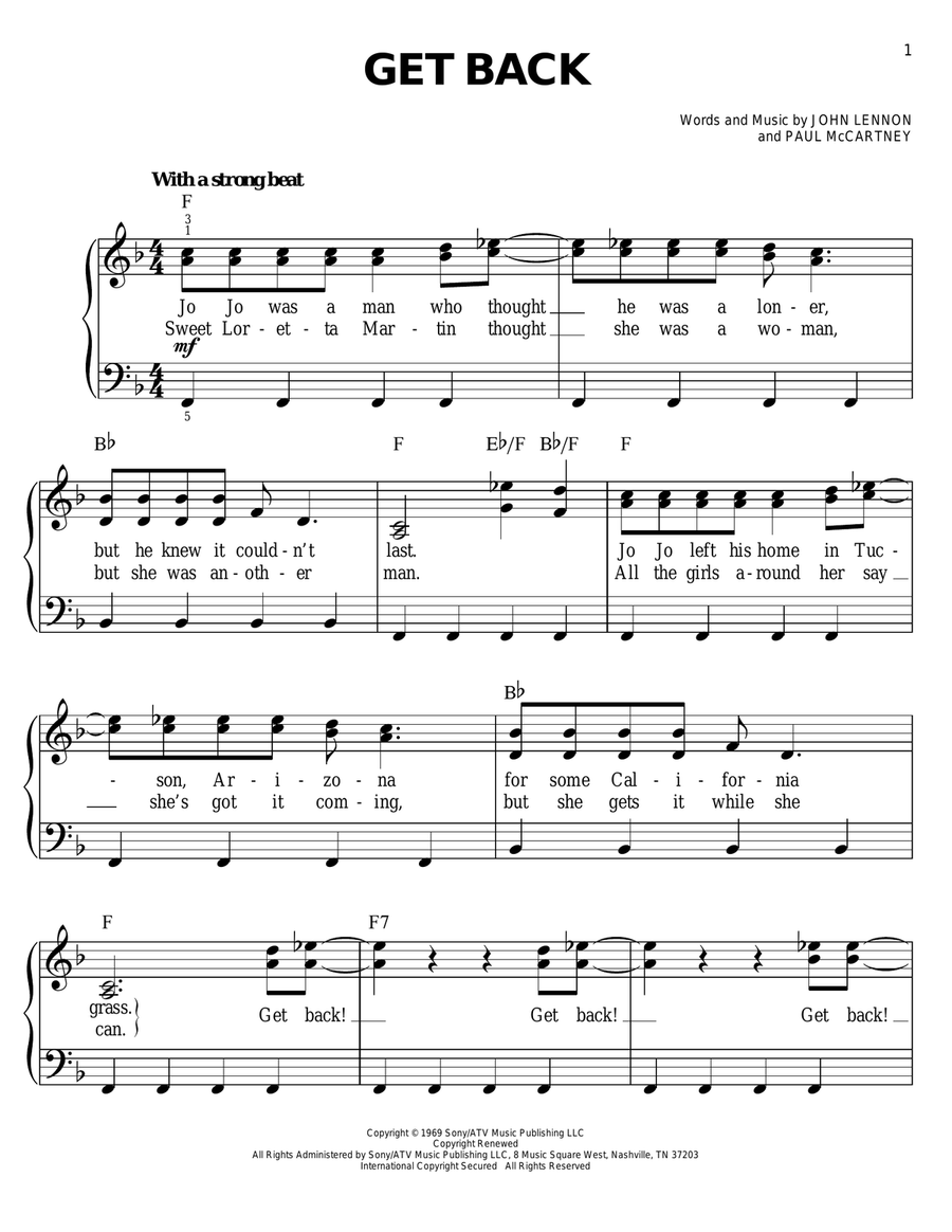 Get Back Get Back Voice scores gallery preview page 1