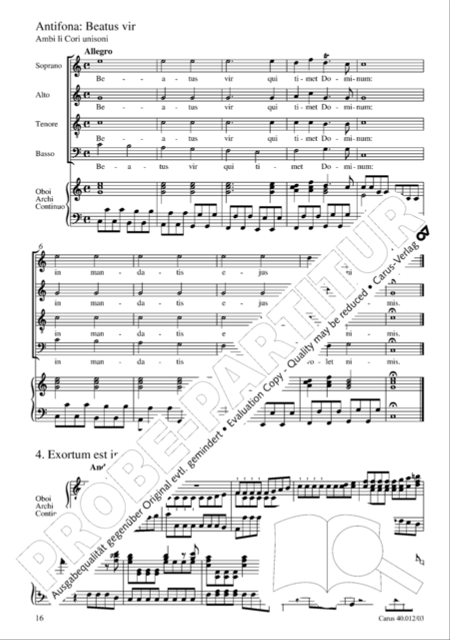 Beatus vir (How blest is he) Psalm 111 4-Part scores gallery preview page 17