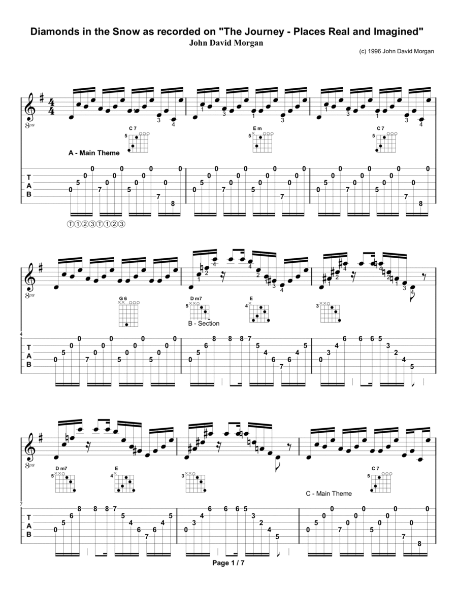 Diamonds in the Snow Acoustic Guitar scores gallery preview page 1