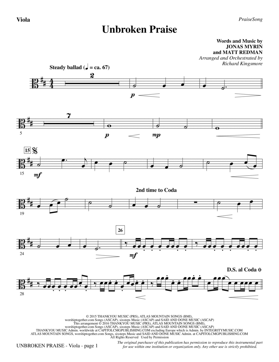 Unbroken Praise - Viola Choir scores gallery preview page 1