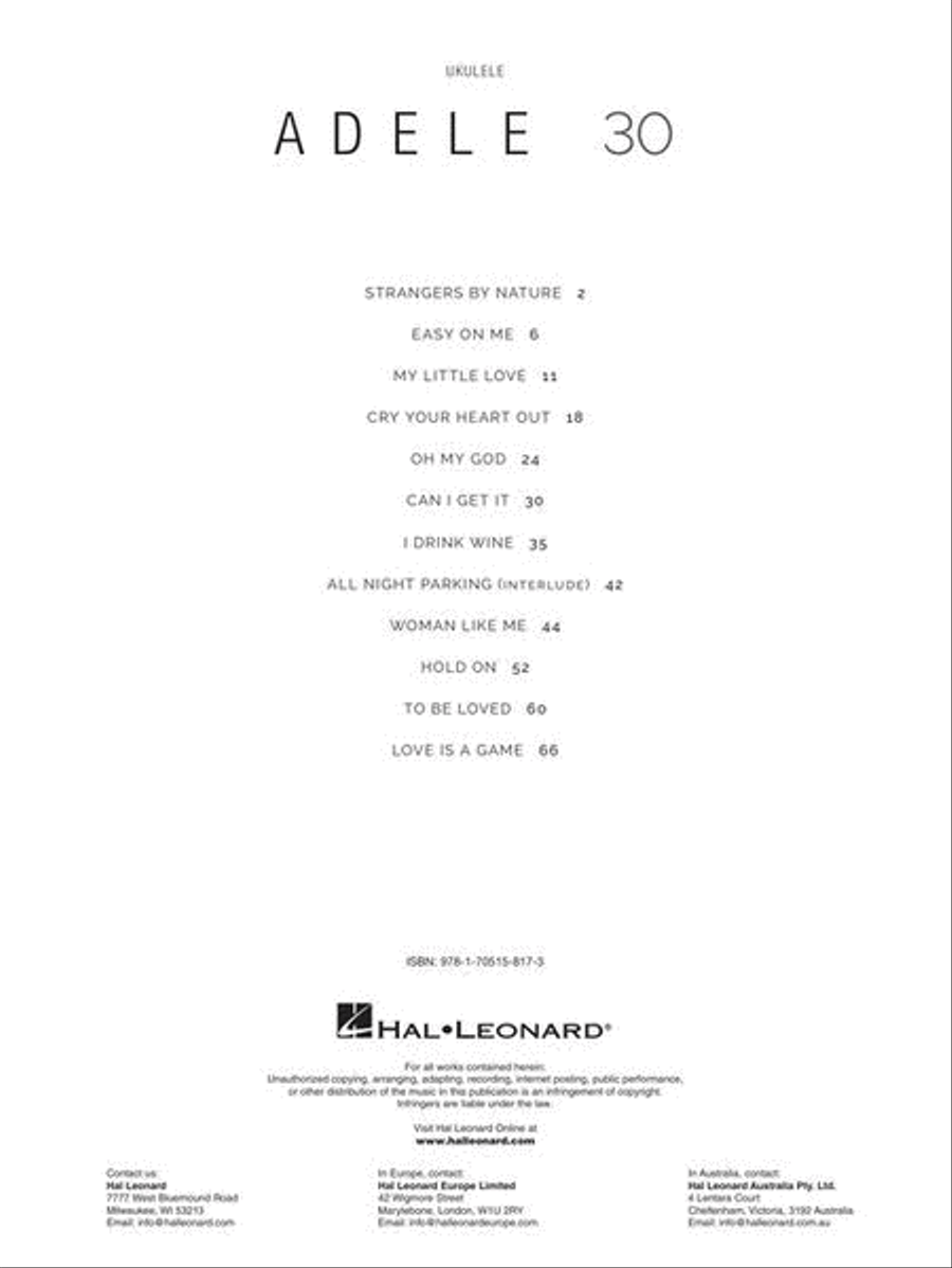 Adele – 30 Ukulele scores gallery preview page 3