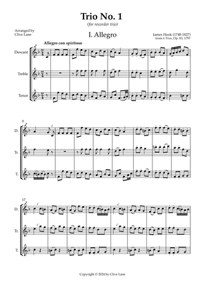 Trio No.1, Op.83 by James Hook (for recorder trio)