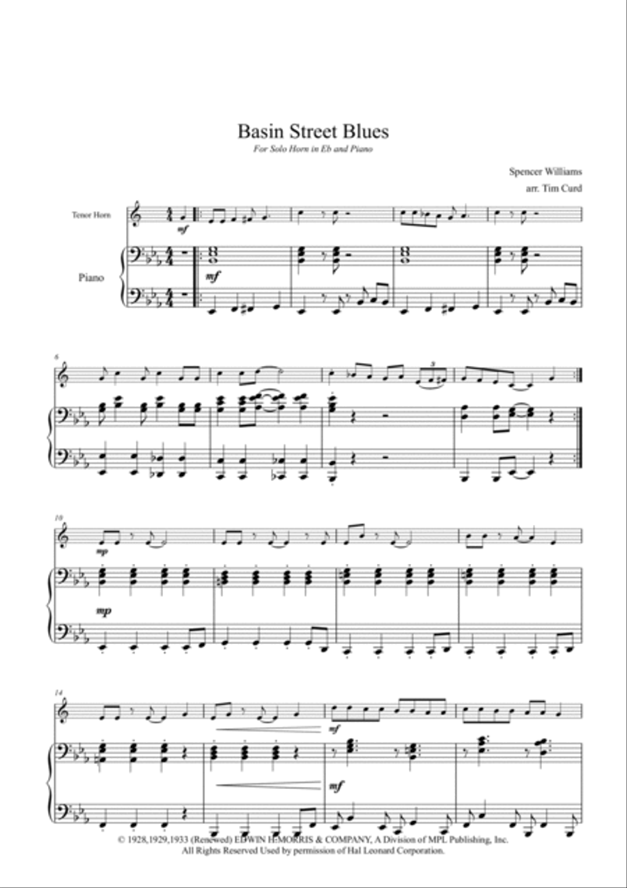 Basin Street Blues Cornet scores gallery preview page 2