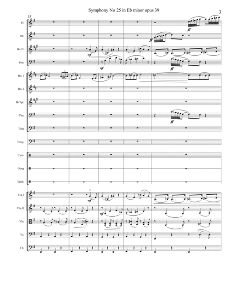 Symphony No 25 in E flat minor "Tchaikovsky" Opus 39 - 1st Movement (1 of 4) - Score Only