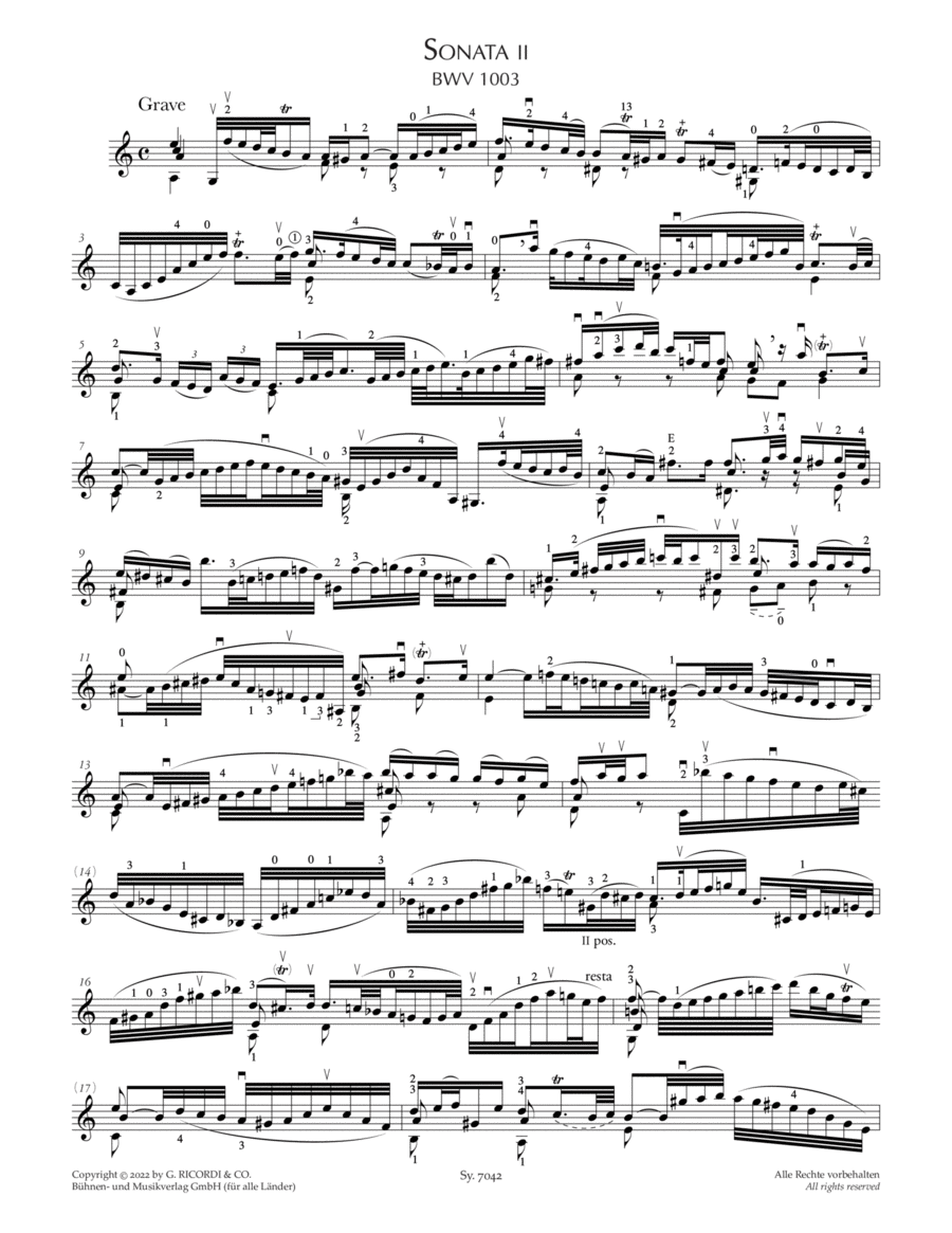 Sonata II, BWV 1003 Violin Solo scores gallery preview page 1