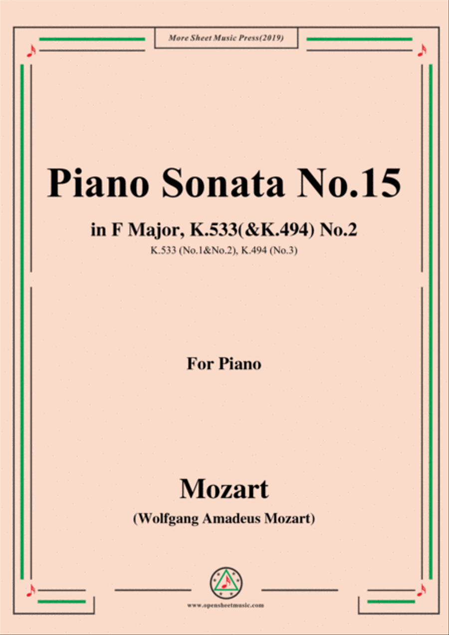 Mozart-Piano Sonata No.15 in F Major,K.533(&K.494),No.2 Piano Solo scores gallery preview page 1