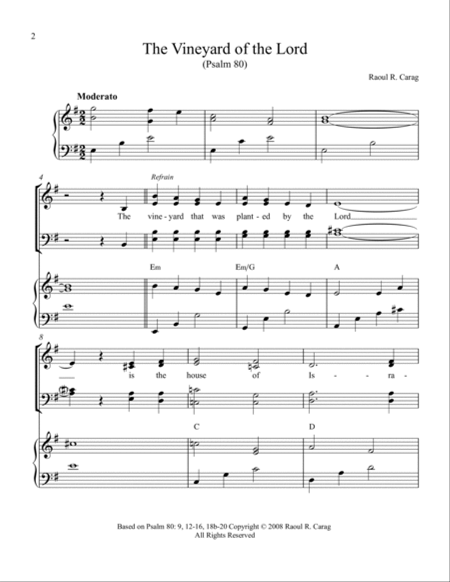 The Vineyard of the Lord (Psalm 80) 4-Part scores gallery preview page 2