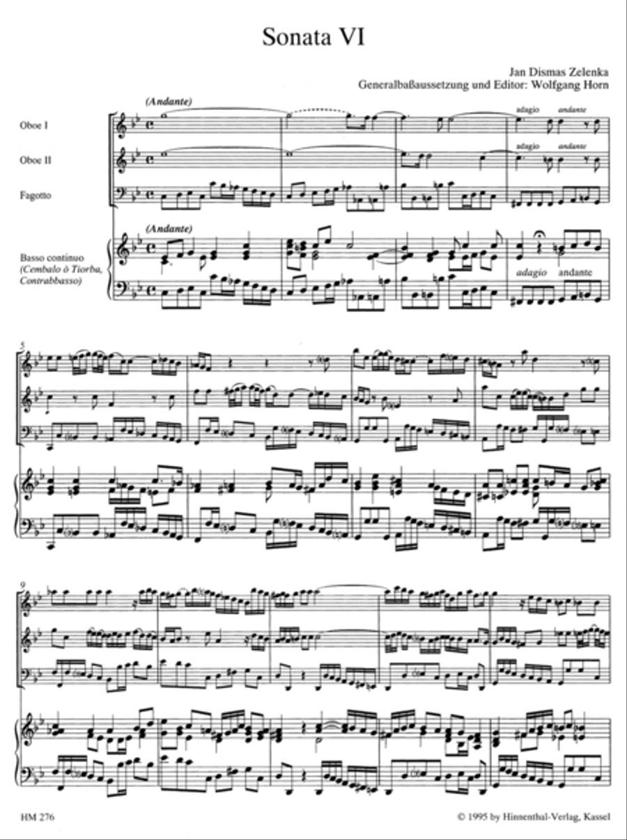Sonate VI for 2 Oboes, Bassoon and Basso continuo c minor ZWV 181/6 Bassoon scores gallery preview page 2