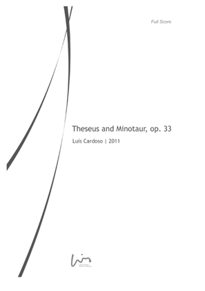 Book cover for Theseus & Minotaur (for Alto & Tenor Trombones solo + 4 Trumpets + 4 Horns + 4 Trombones + 2 Tuba)