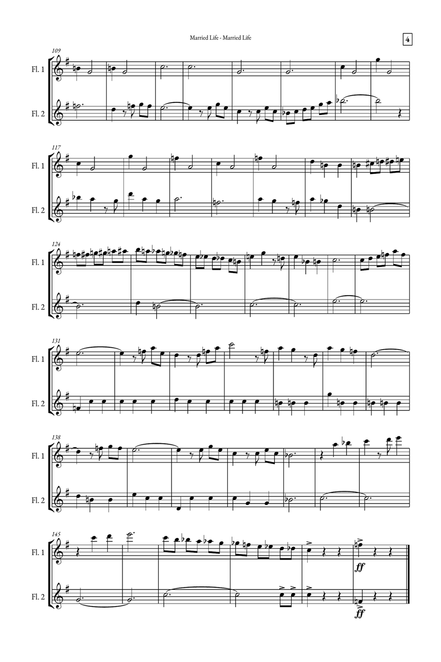 Married Life Flute Duet scores gallery preview page 4