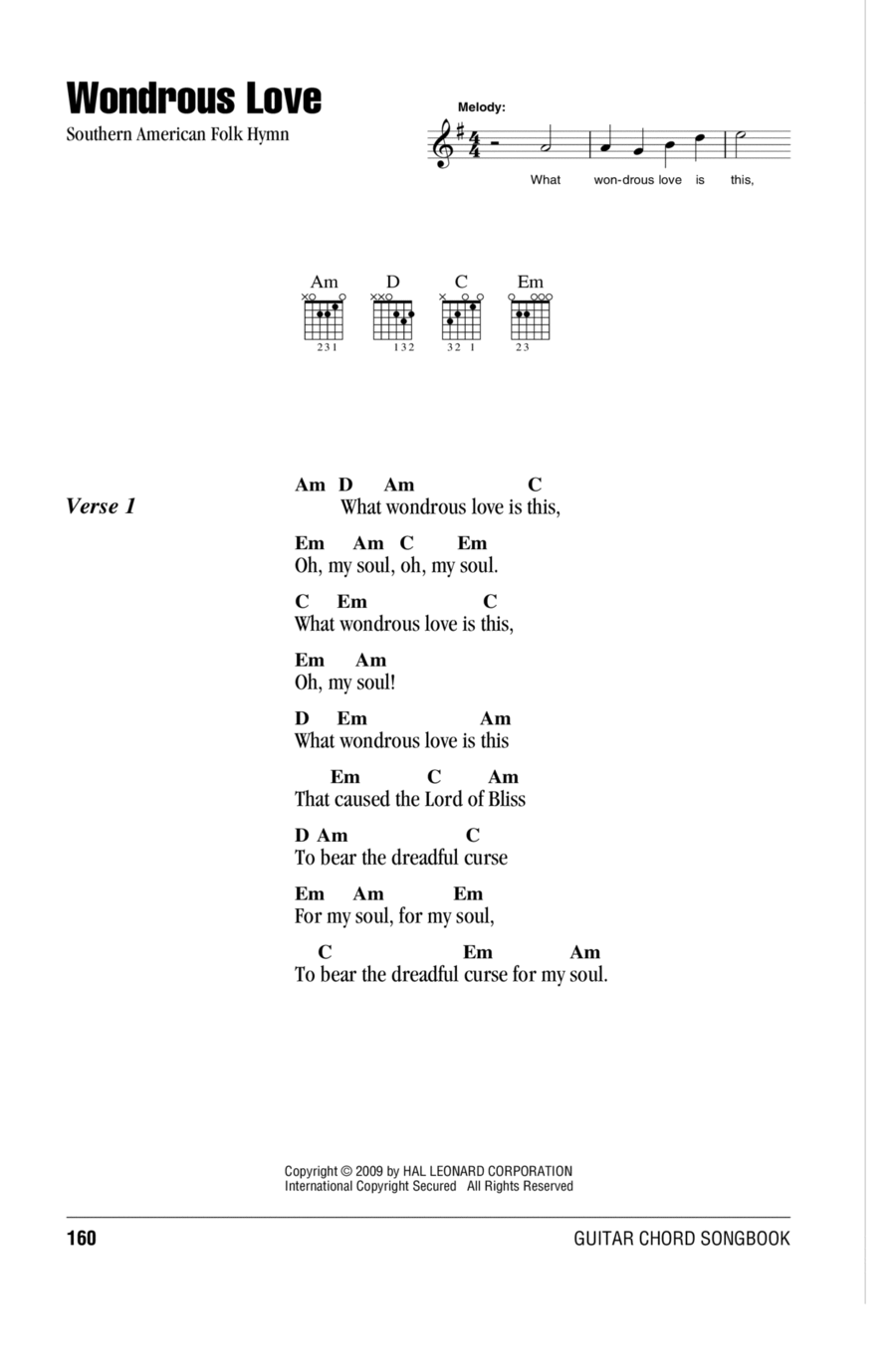Wondrous Love Acoustic Guitar scores gallery preview page 1