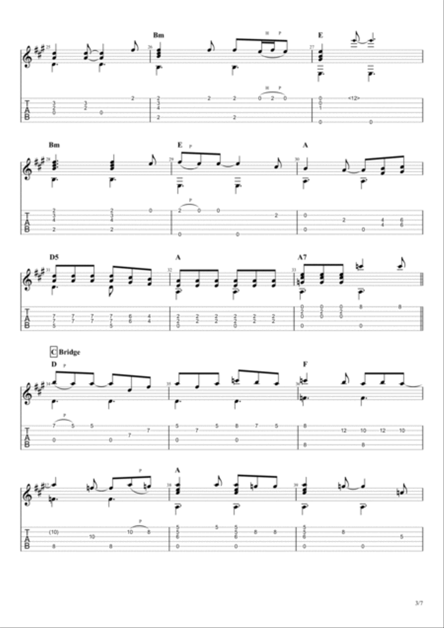 Oh! Darling Guitar Tablature scores gallery preview page 4