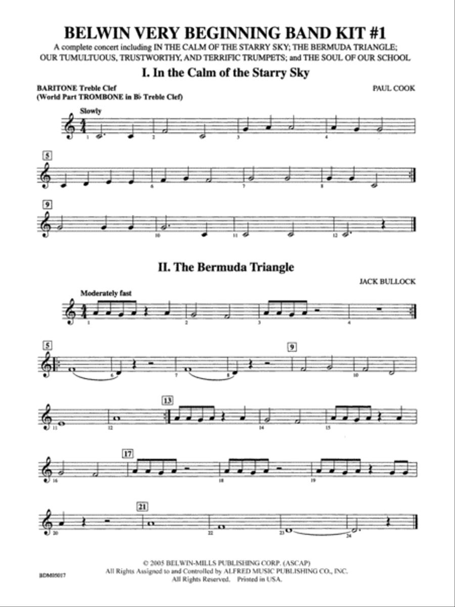 Belwin Very Beginning Band Kit #1: Baritone T.C. Concert Band scores gallery preview page 1